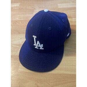 59Fifty New Era LA Dodgers Blue/White Sz 7 1/2 Fitted Official On-Field Cap/Hat